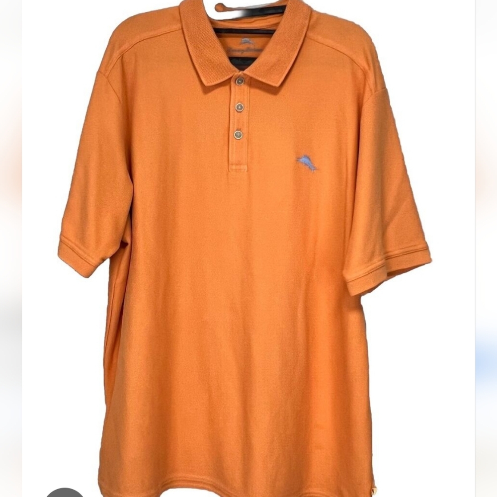 Tommy Bahama Men’s Polo Shirt Sz M Peach Pima Cotton Polyester Marlin